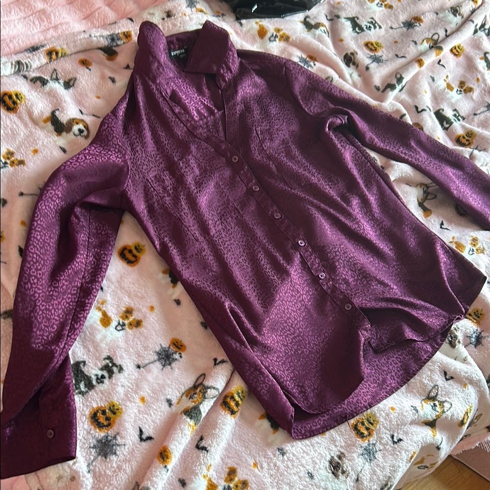 Purple Button-Up Blouse - Picture 2 of 4